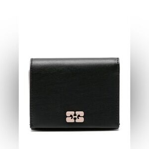 Ganni Black Wallet with Logo Accent